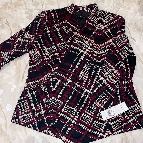 NWT Notations Open Front Faux Leather Print Jacket Blazer - Picture 5 of 8